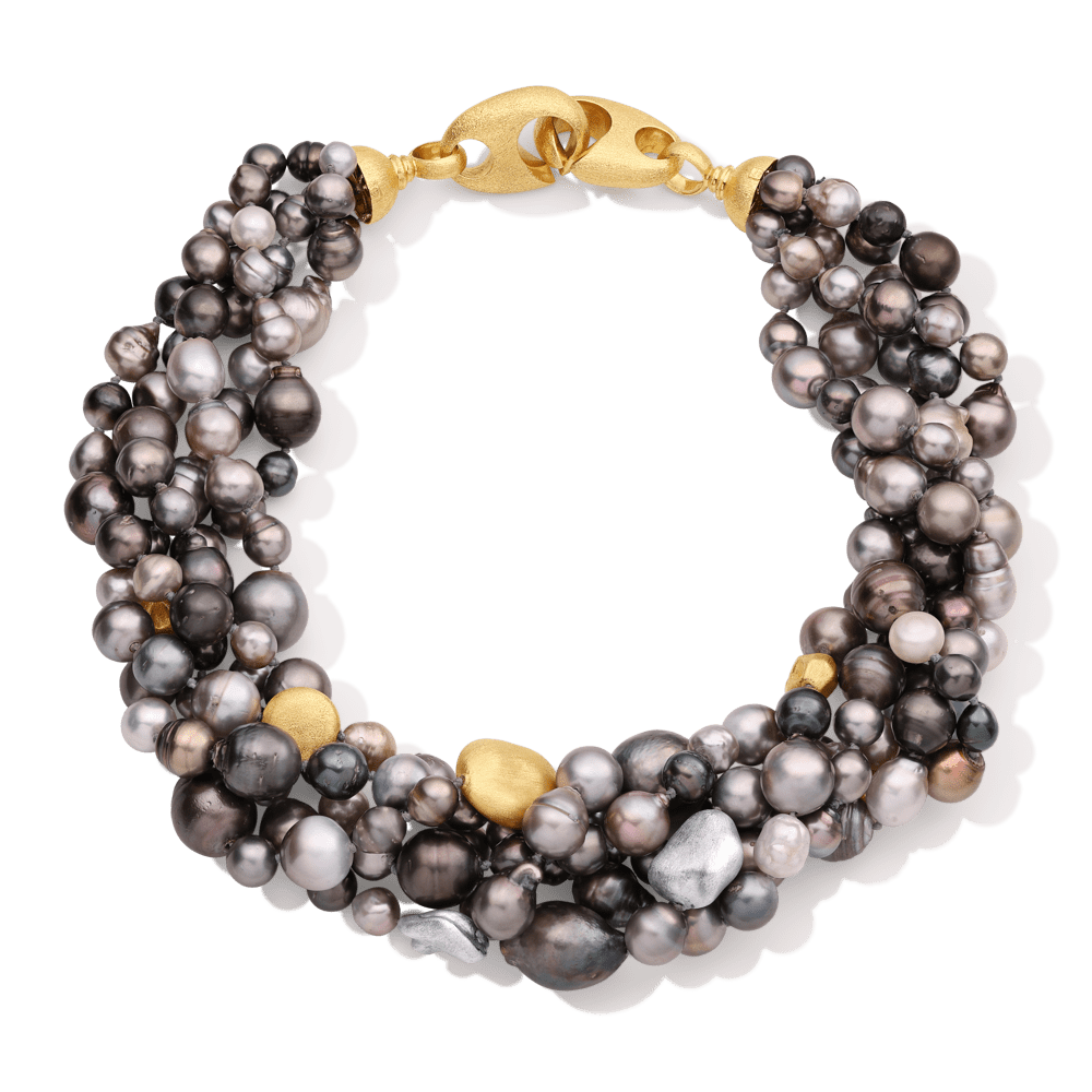 Tahitian Baroque Multi Color Pearl Necklace In 18K Yellow Gold Yvel how-big-is-a-14-inch-pizza-the-kitchened