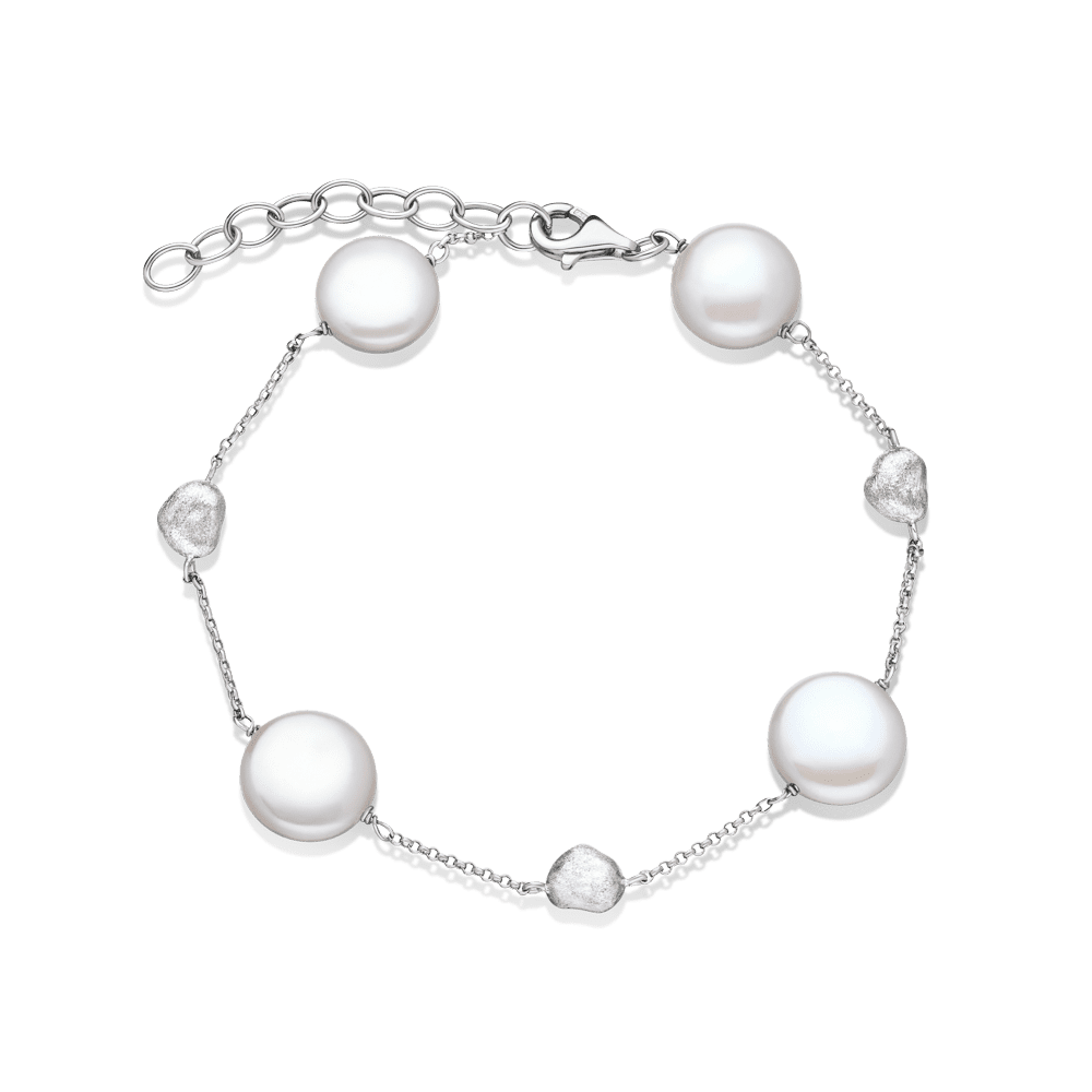 Biwa white pearl bracelet in 18k white gold yvel