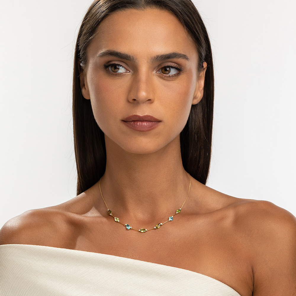 Evergreen Multi-Hued Tourmaline Necklace in 18K Gold – Yvel